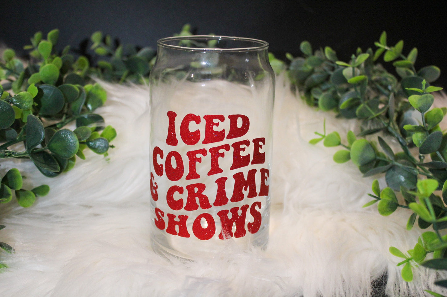 Iced Coffee & Crime Shows | Beer Can Glass | Libbey Glass | True Crime
