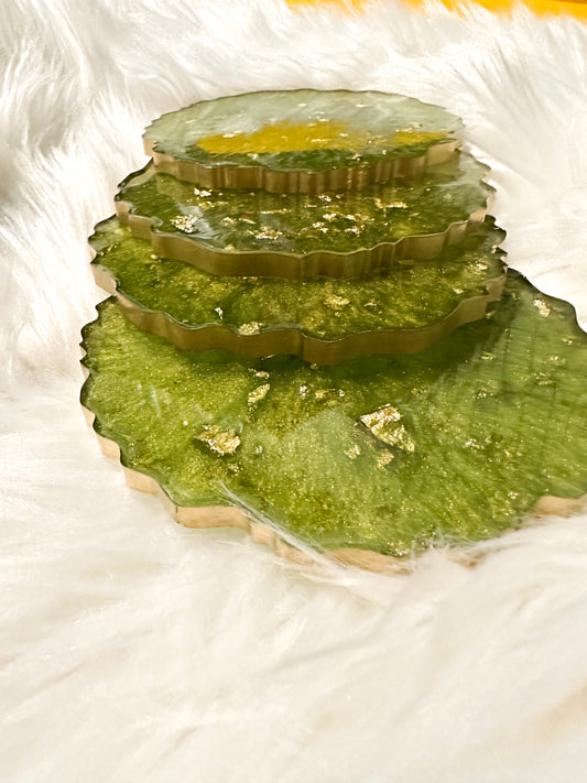 Green & Gold Fleck Coasters