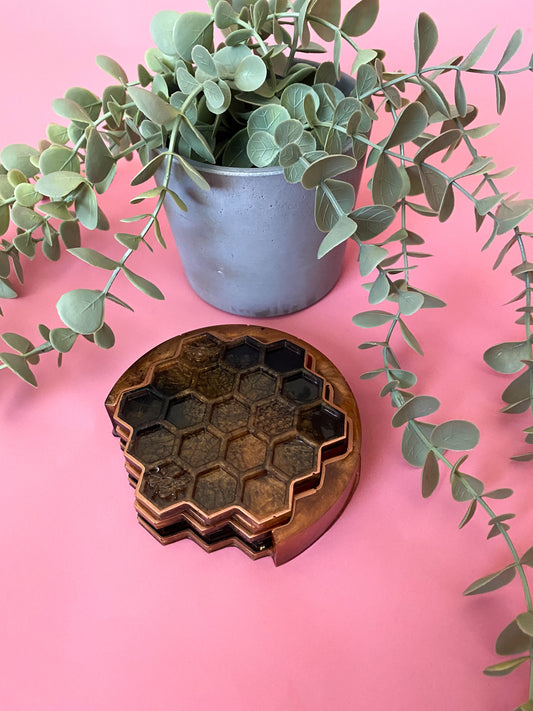 Honey comb coasters | Honey Bee | Resin | Home Decor | Housewarming Gift