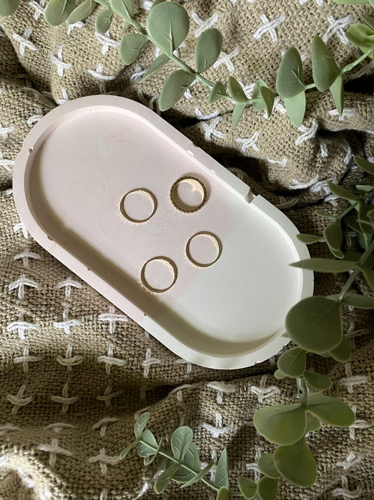Two Toned Trinket Tray | Plaster | Handmade | Gifts Under $25 | Jewelry Dish