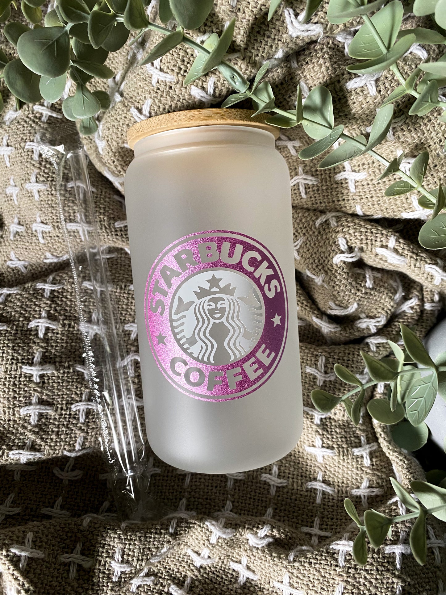 Starbucks Sparkle Glass | Iced Coffee | Coffee Glass | Beer Can Glass | Gifts Under $25