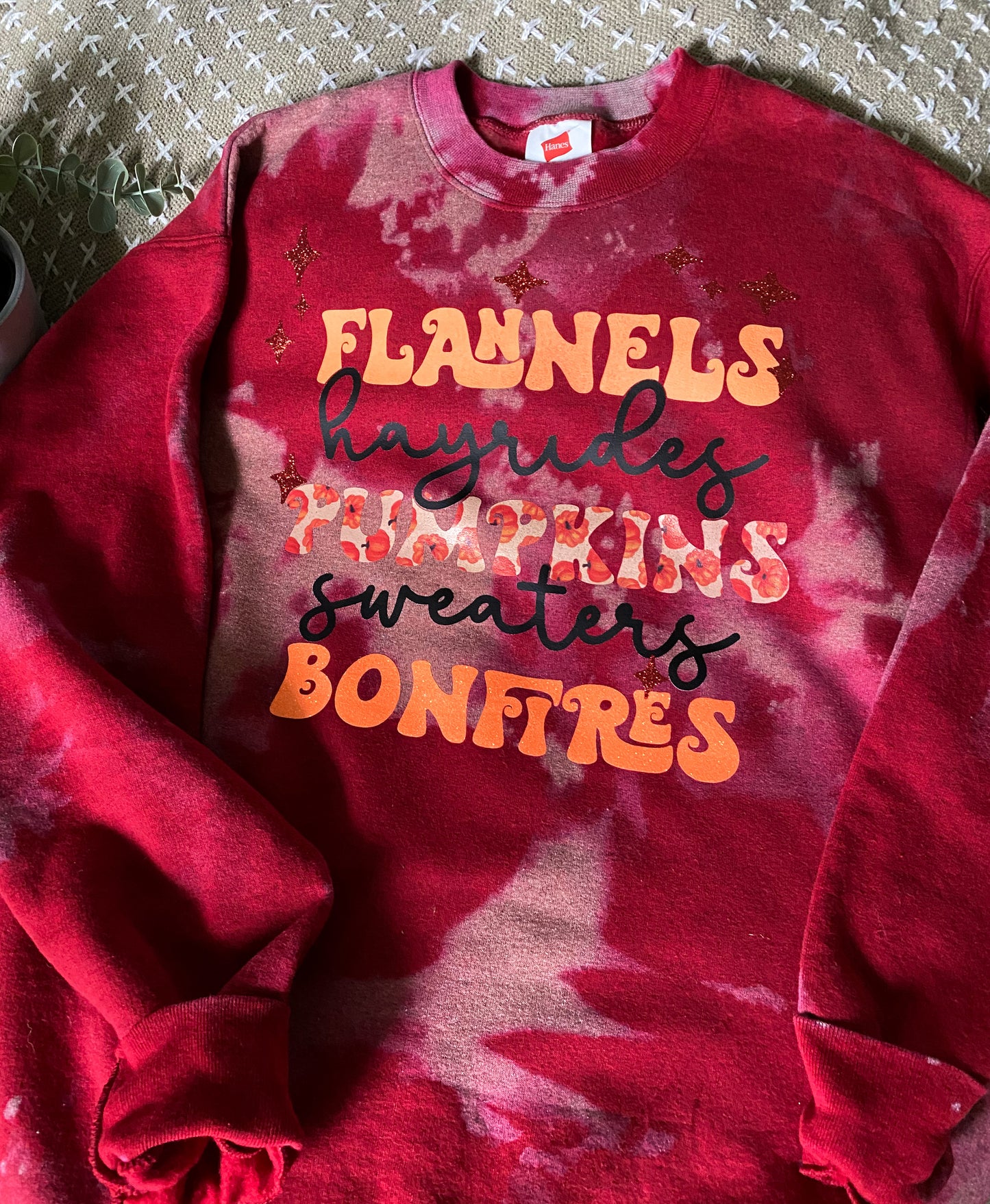 Flannels, Hayrides, Pumpkins, Sweaters, Bonfires Sweatshirt | Bleach Dyed
