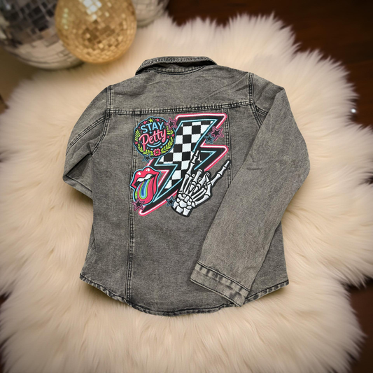 Stay Petty Gray Denim Jacket