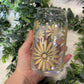 Daisy Coffee Glass | Iced Coffee | Floral Design | Gifts for her | Gifts for him | Gifts under 20
