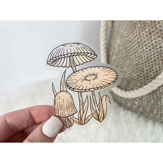 Agaricus Plicatilis Watercolor Botanical Clear Sticker