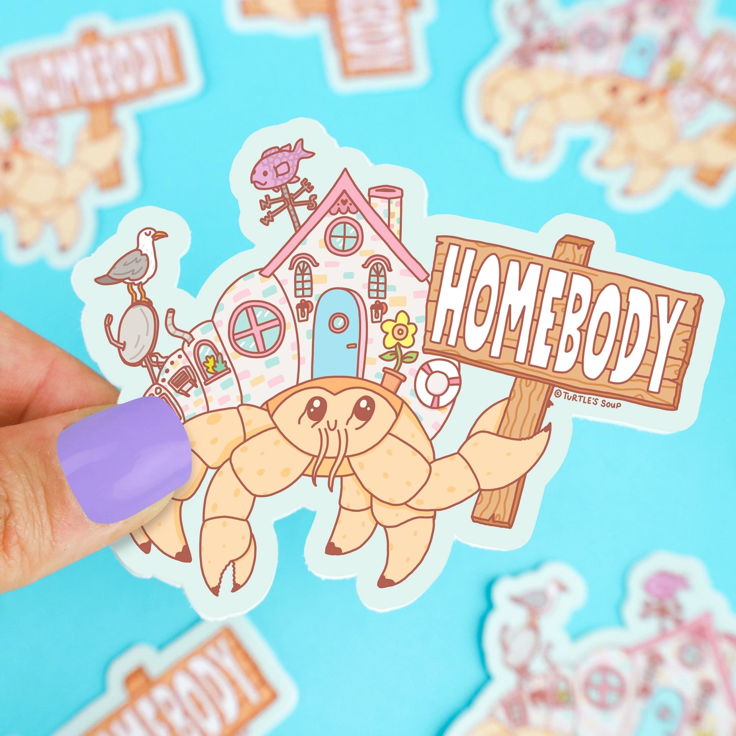 Introvert Homebody Hermit Crab Vinyl Sticker