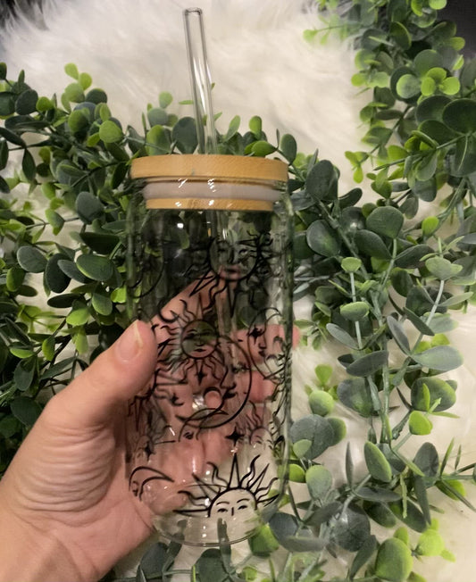 Sun & Moon | Libbey Glass | Beer Can Glass | Iced Coffee | Soda Can Glass | Gifts Under $25