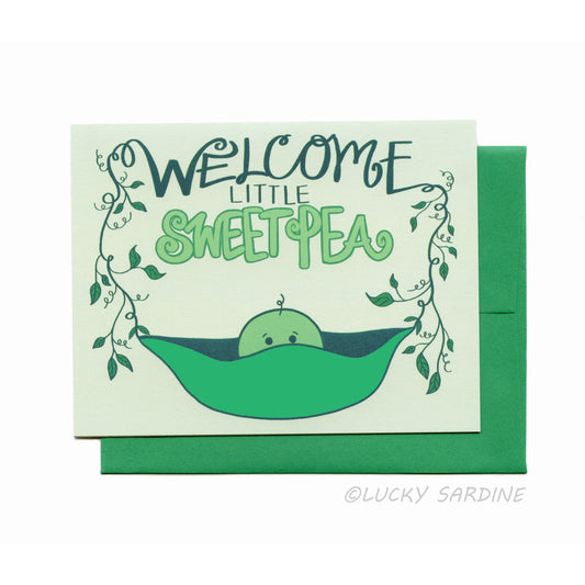 Welcome Little Sweat Pea | Baby Greeting Card