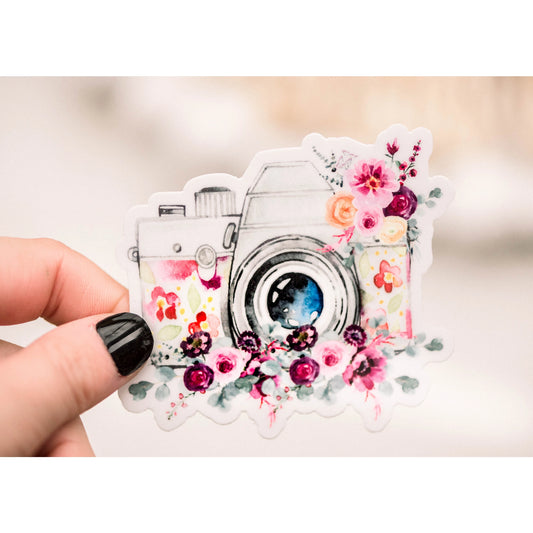 Floral Camera Vinyl Sticker