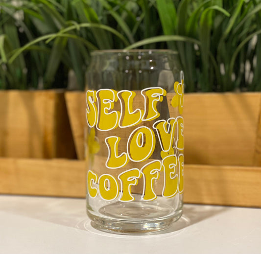 Self Love Coffee | Libbey Glass | Beer Can Glass | Boho Glass | Retro Glass | Soda can glass