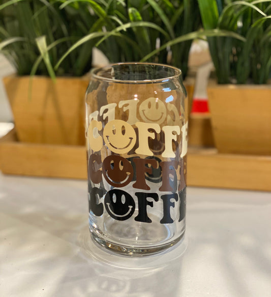 Tri - Color Coffee Libbey Glass | Coffee Lover | Gift | Beer Can Glass | Coffee Glass | Soda Can Glass | Aesthetic Glass