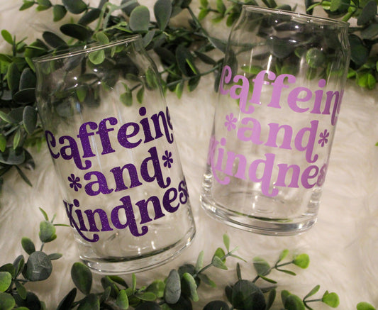 Caffeine & Kindess | Beer Can Glass | Shimmer | Coffee Lover | Coffee Glass