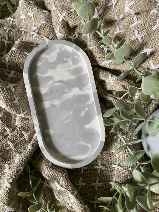 Grey & white trinket gray | Jewelry Tray | Handmade