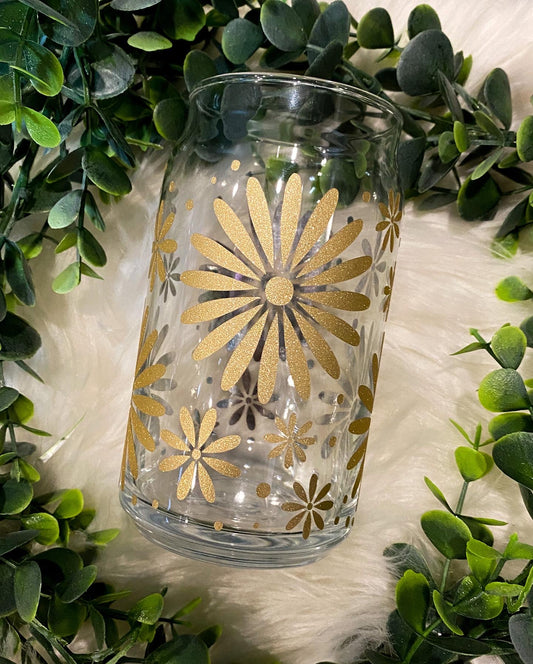 Daisy Coffee Glass | Iced Coffee | Floral Design | Gifts for her | Gifts for him | Gifts under 20