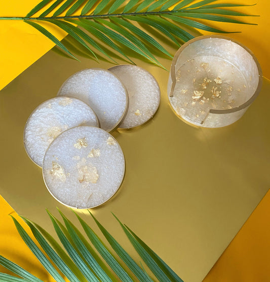 Gold & Pearl Coasters | Gifts for her | Home Decor | Resin