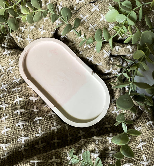 Two Toned Trinket Tray | Plaster | Handmade | Gifts Under $25 | Jewelry Dish