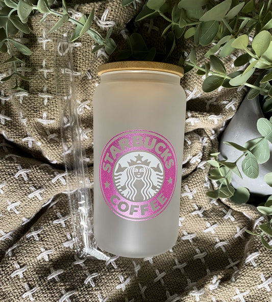 Starbucks Sparkle Glass | Iced Coffee | Coffee Glass | Beer Can Glass | Gifts Under $25