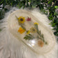 Yellow Floral Trinket Tray | Jewelry Tray | Handmade | Resin Art