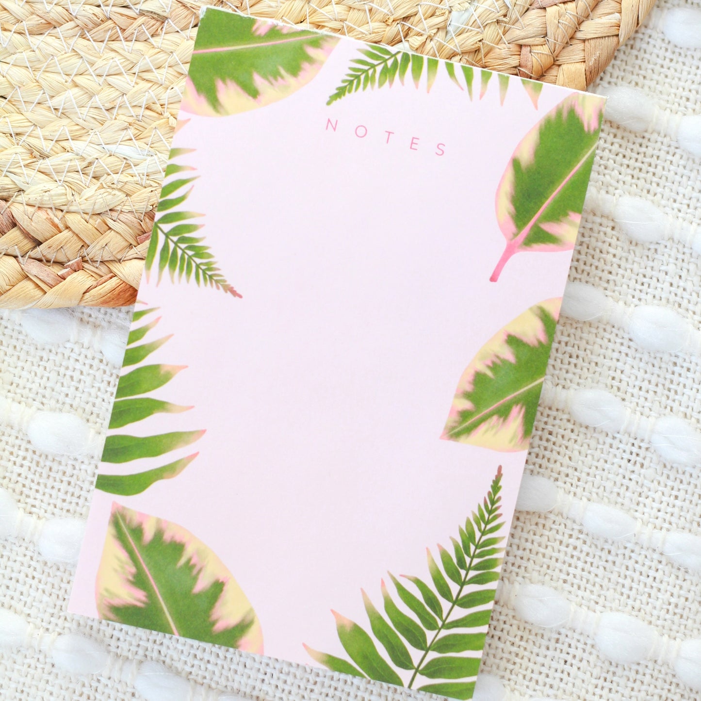 Pink Fern Leaves Notepad