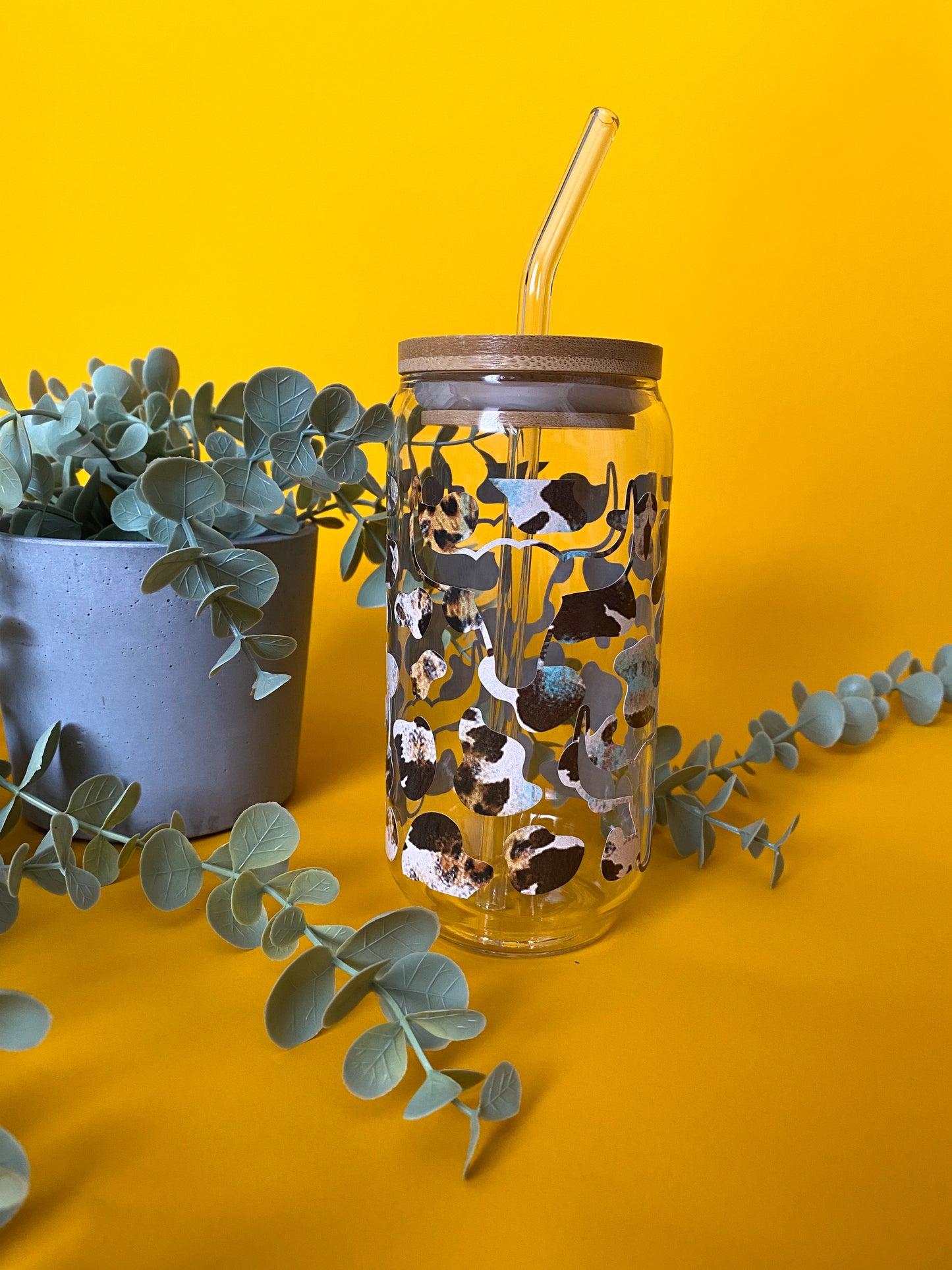 Longhorn Iced Coffee Glass | Beer Can Glass | Gifts for her | Gifts under $20