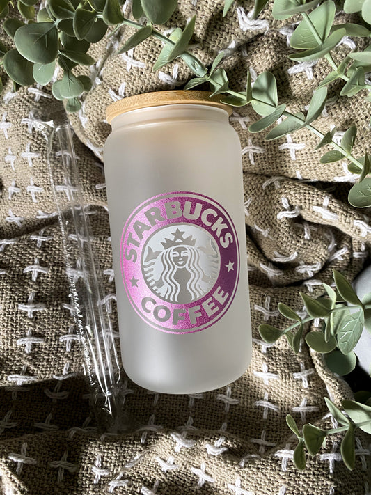 Starbucks Sparkle Glass | Iced Coffee | Coffee Glass | Beer Can Glass | Gifts Under $25