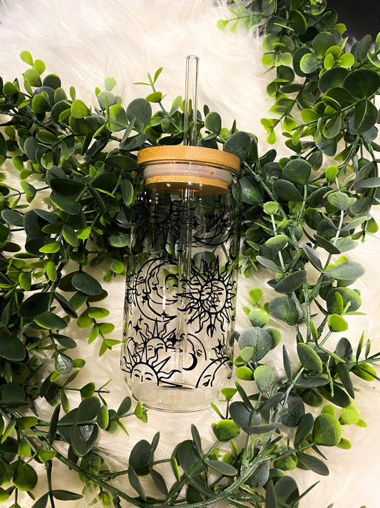 Sun & Moon | Libbey Glass | Beer Can Glass | Iced Coffee | Soda Can Glass | Gifts Under $25