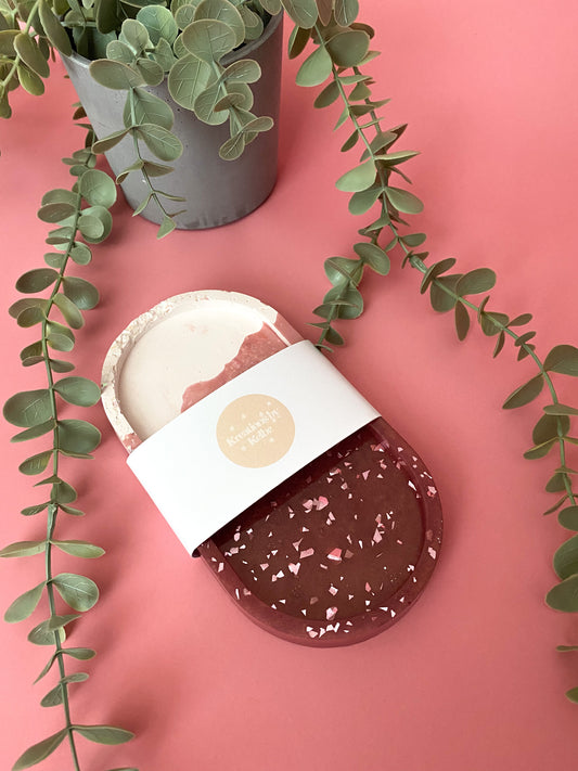 Plaster & Rose Quartz Tray | Resin | Trinket Tray | Jewelry Tray | Dish | Home Decor